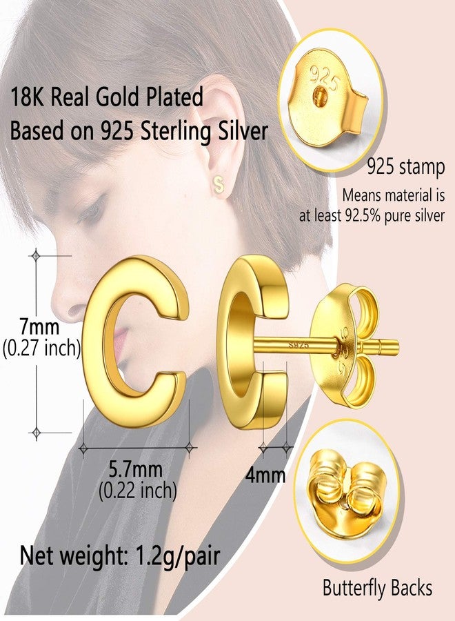 PROSILVER Gold Stud Earrings for Women Initial Stud Earring Hypoallergenic Gold Plated Earrings Letter C Womens Trendy Dainty Studs Jewelry Small Earings - Image 5